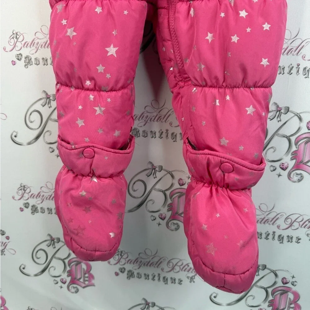Carter's snowsuit one piece shiny stars silver Pink and Gray Snowsuit